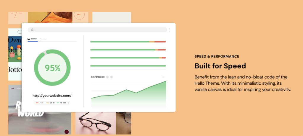 elementor hello theme, built for speed and performance